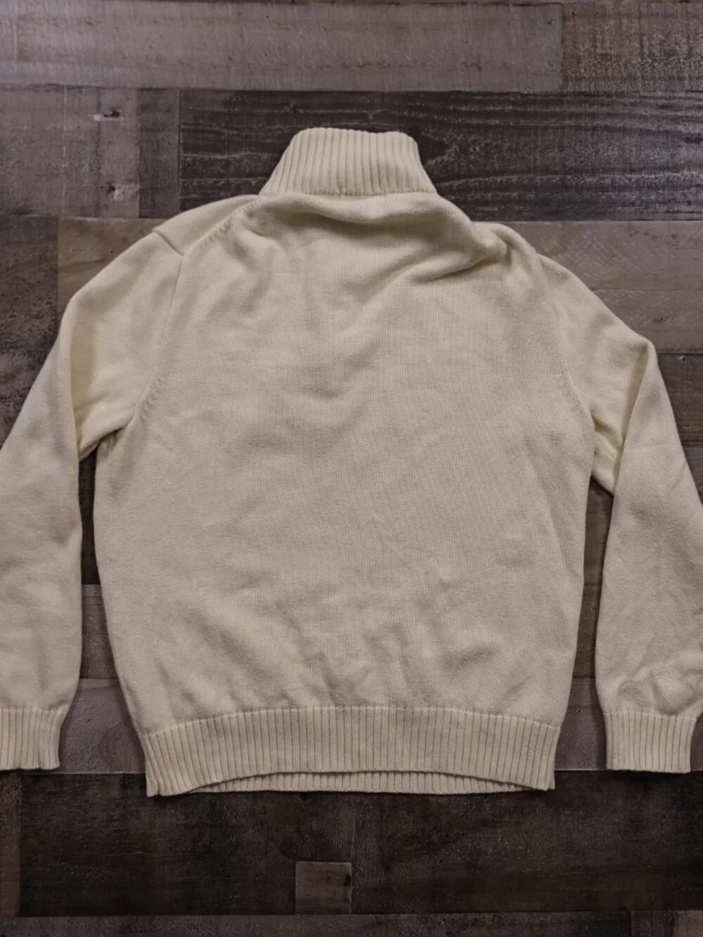Polo Ralph Lauren Quarter Zip Sweater Men’s Medium Cream Cotton Classic - Picture 10 of 11